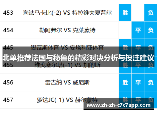 北单推荐法国与秘鲁的精彩对决分析与投注建议